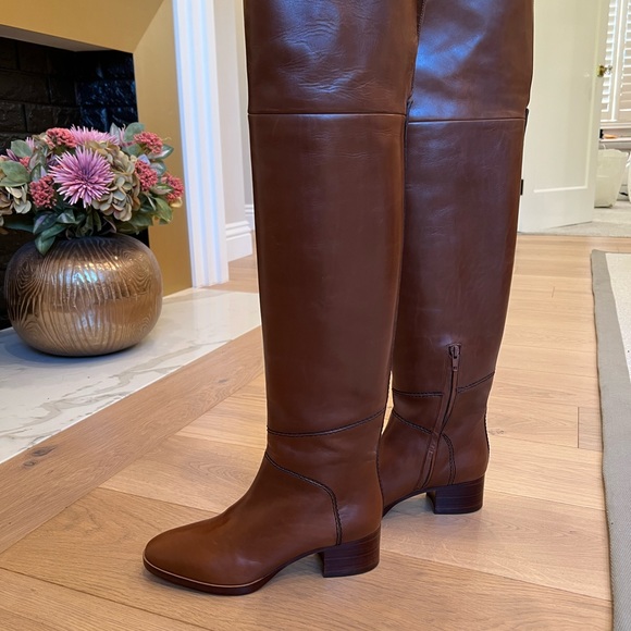 Chloe over-the-knee tan leather boots. New, never worn. - Picture 3 of 9